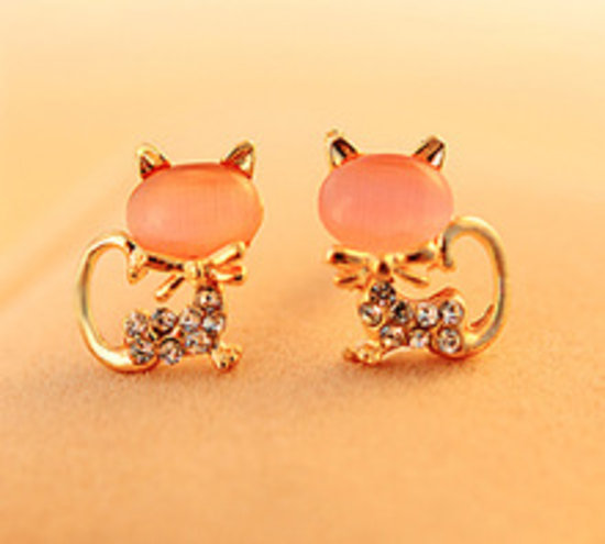 Rožiniai kačiukai auskarai