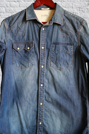Mėlyni taškuoti džinsiniai marškiniai | Allsaints 