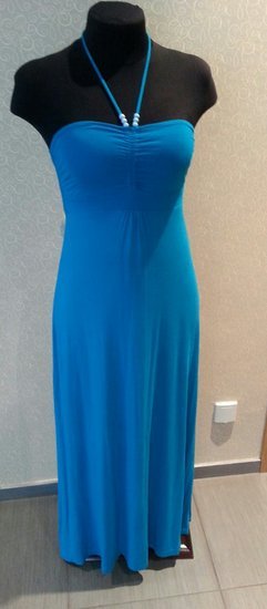 Turkio mėlynumo spalvos vasarinė suknelė