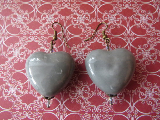 Keramikiniai auskarai „Širdys“